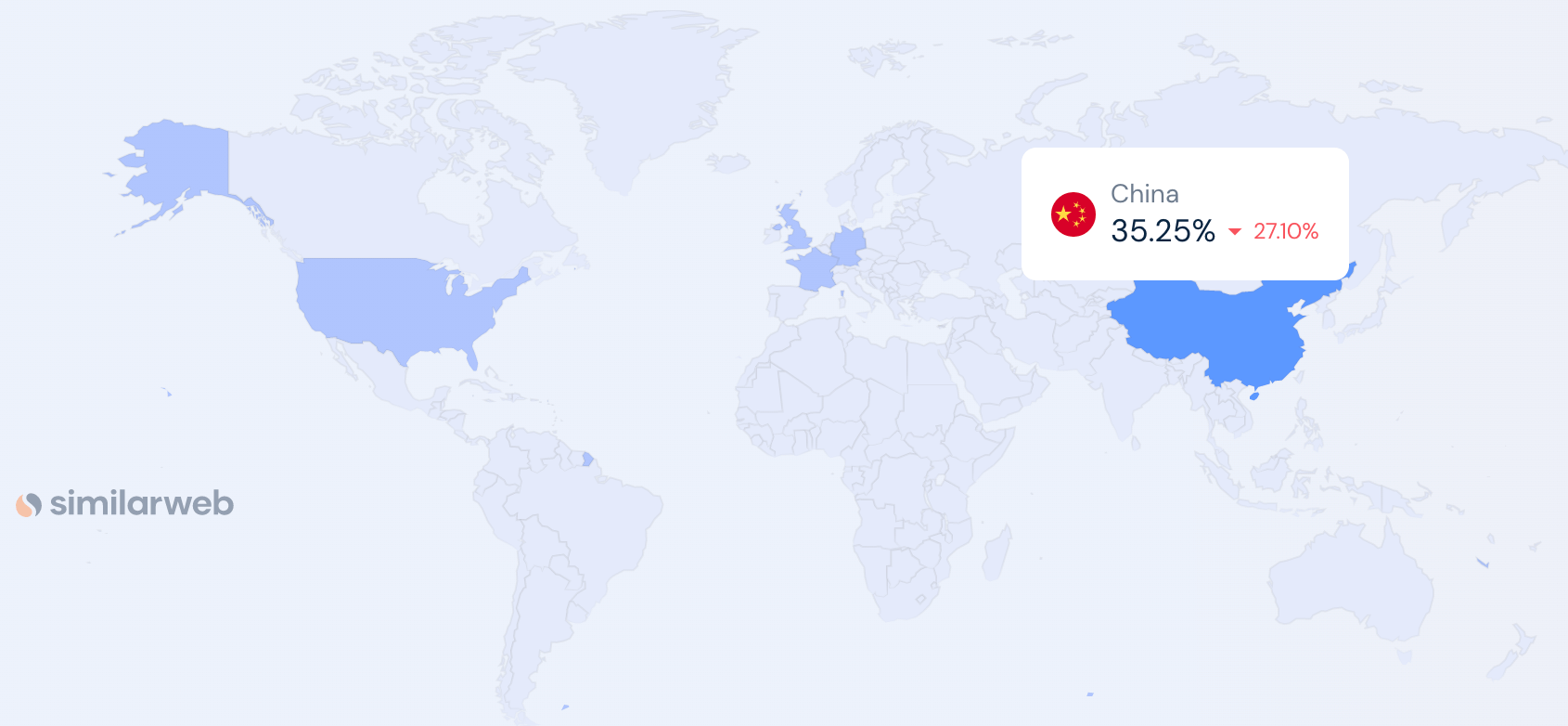 SImilarweb sees an dencrease in visitors from China in April 2023 on bing.com