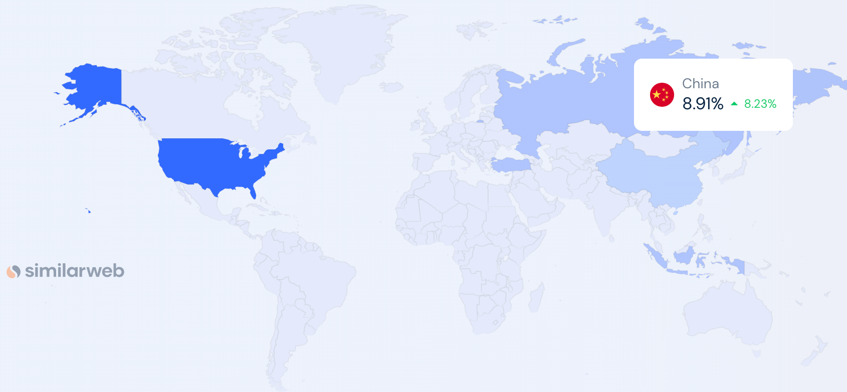 SImilarweb sees an increase in visitors from China in April 2023 on yandex.com